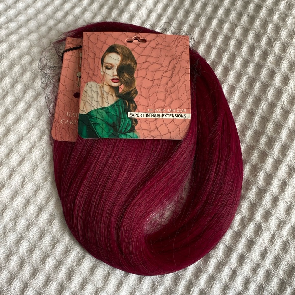 Pink red magenta 22” clip in synthetic hair extensions 10 total 1.5” clips